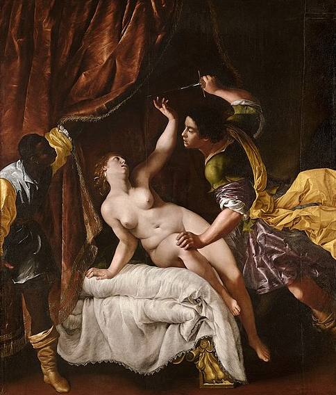 Ratto di Lucrezia di Artemisia Gentileschi su pregiata carta Amalfi