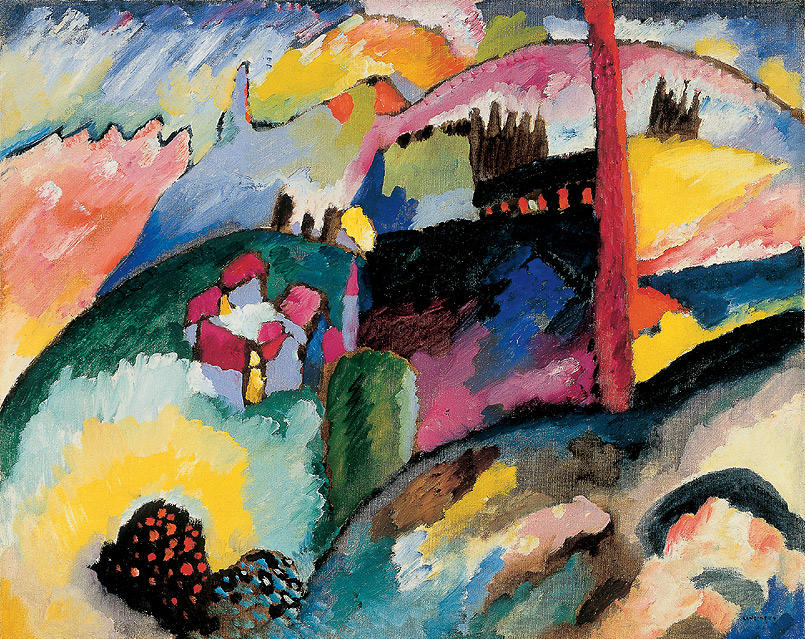 Paesaggio con Camino di Fabbrica di Wassily Kandinsky su pregiata carta Amalfi