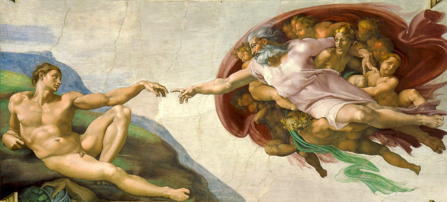 La creazione di Adamo di Michelangelo Buonarroti su pregiata carta Amalfi