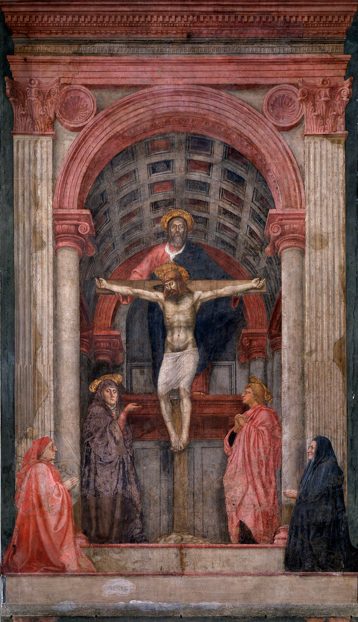 La Santissima Trinità, con la Vergine Maria, San Giovanni e i donatori di Masaccio su pregiata carta Amalfi