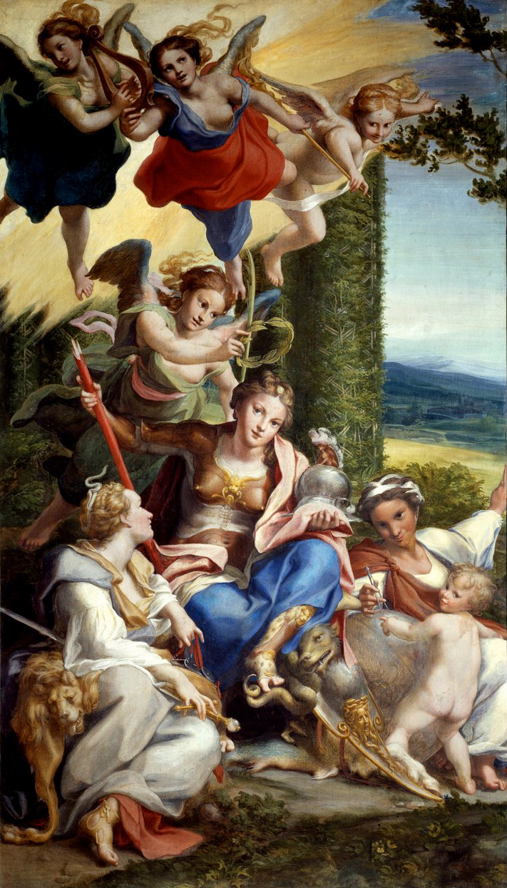 Allegoria della Virtù di Correggio su pregiata carta Amalfi