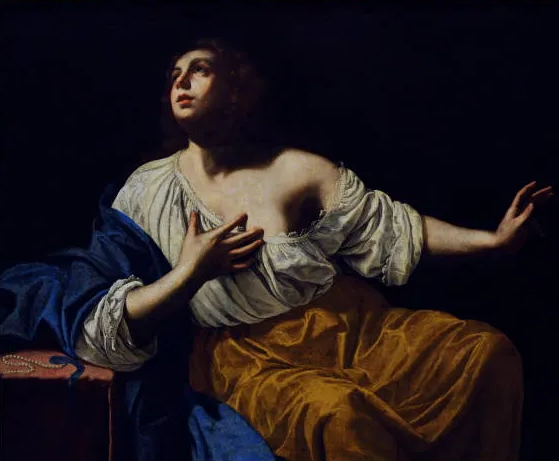 Maria Maddalena penitente di Artemisia Gentileschi su pregiata carta Amalfi
