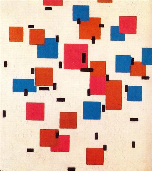Composizione a colori A di Piet Mondrian su pregiata carta Amalfi