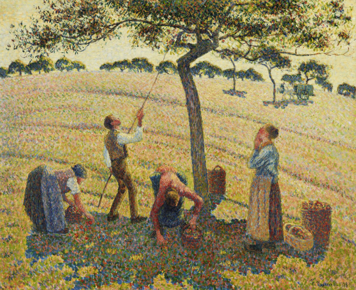 La raccolta delle mele, Éragny di Camille Pissarro su pregiata carta Amalfi