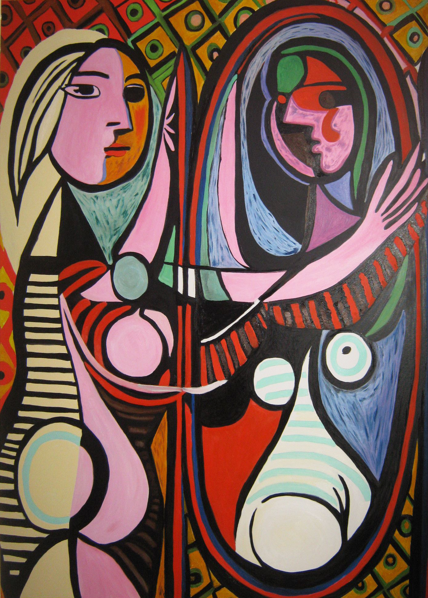 Ragazza di fronte allo specchio di Pablo Picasso su pregiata carta Amalfi