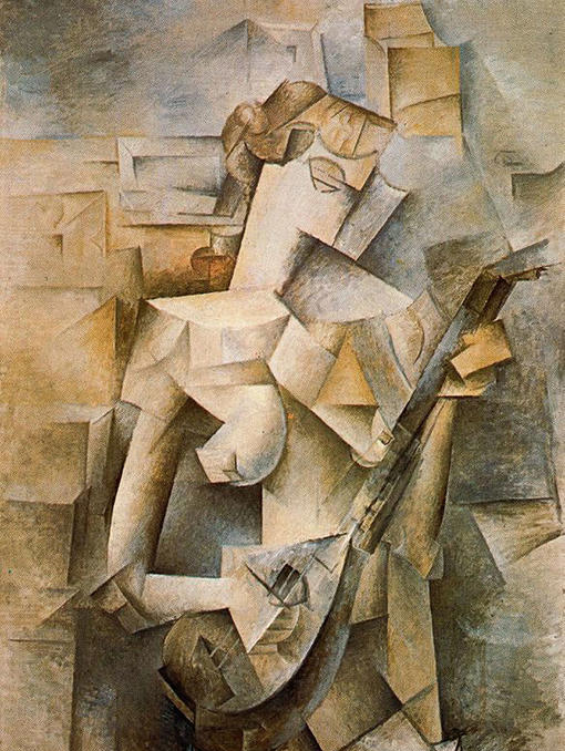 Ragazza con Mandolino di Pablo Picasso su pregiata carta Amalfi