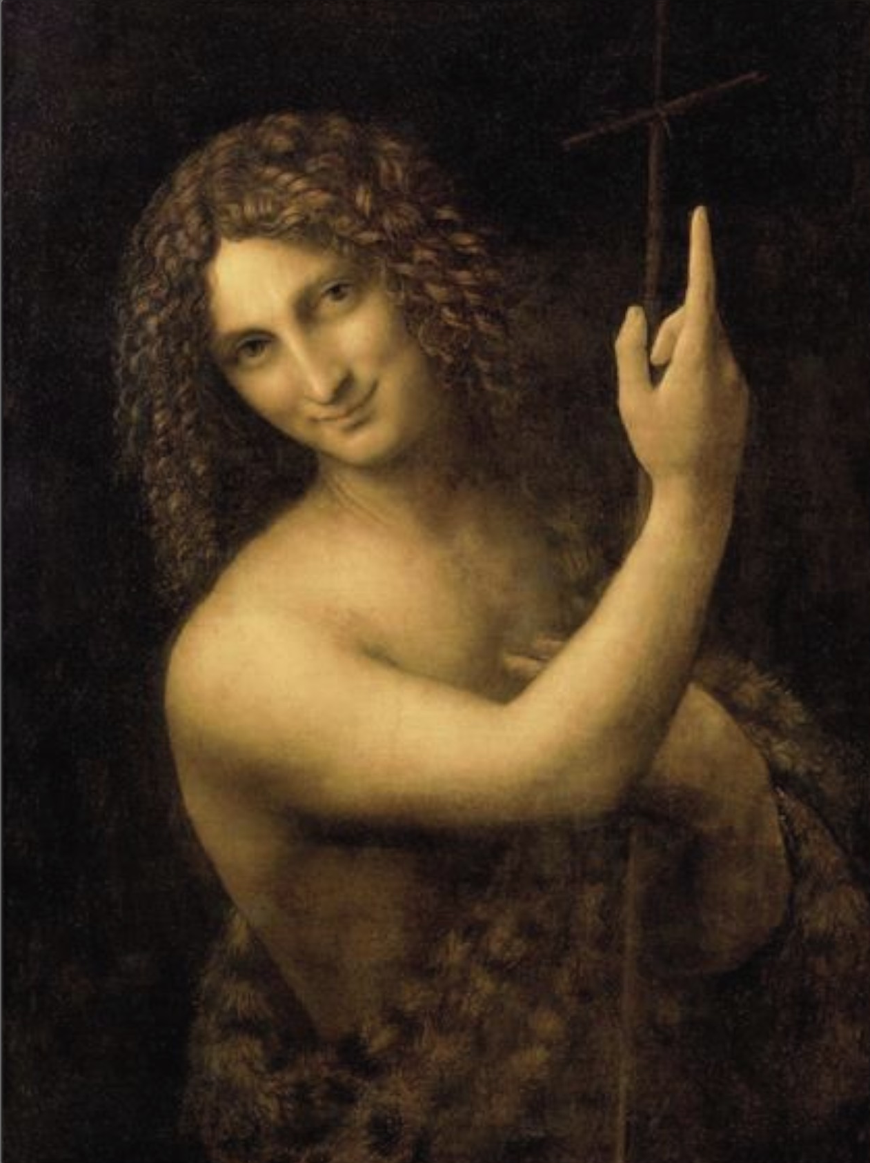 San Giovanni Battista di Leonardo da Vinci su pregiata carta Amalfi