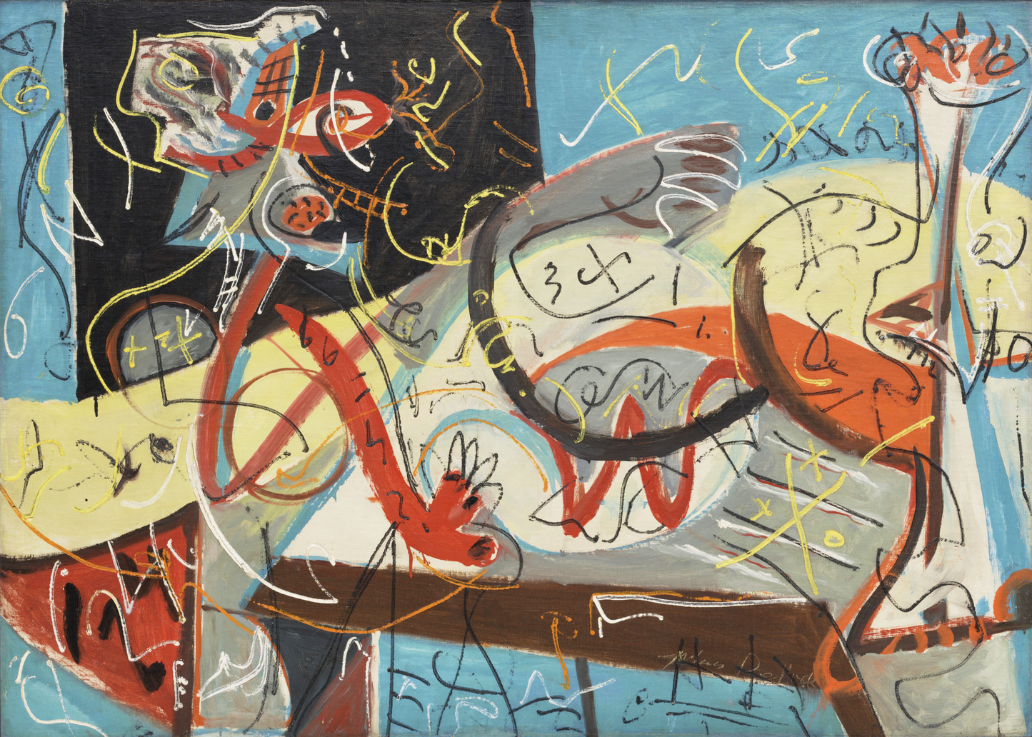 Figura stenografica di Jackson Pollock su pregiata carta Amalfi