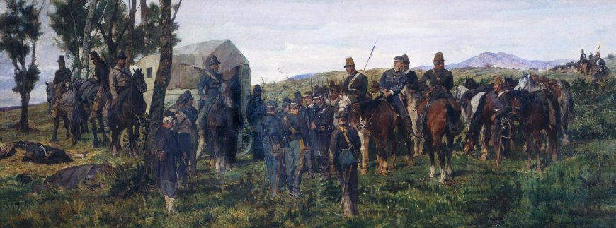 Episodio della battaglia di Custoza di Giovanni Fattori su pregiata carta Amalfi