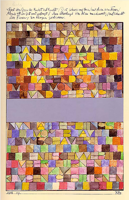 Dapprima innalzatosi dal grigiore della notte di Paul Klee su pregiata carta Amalfi