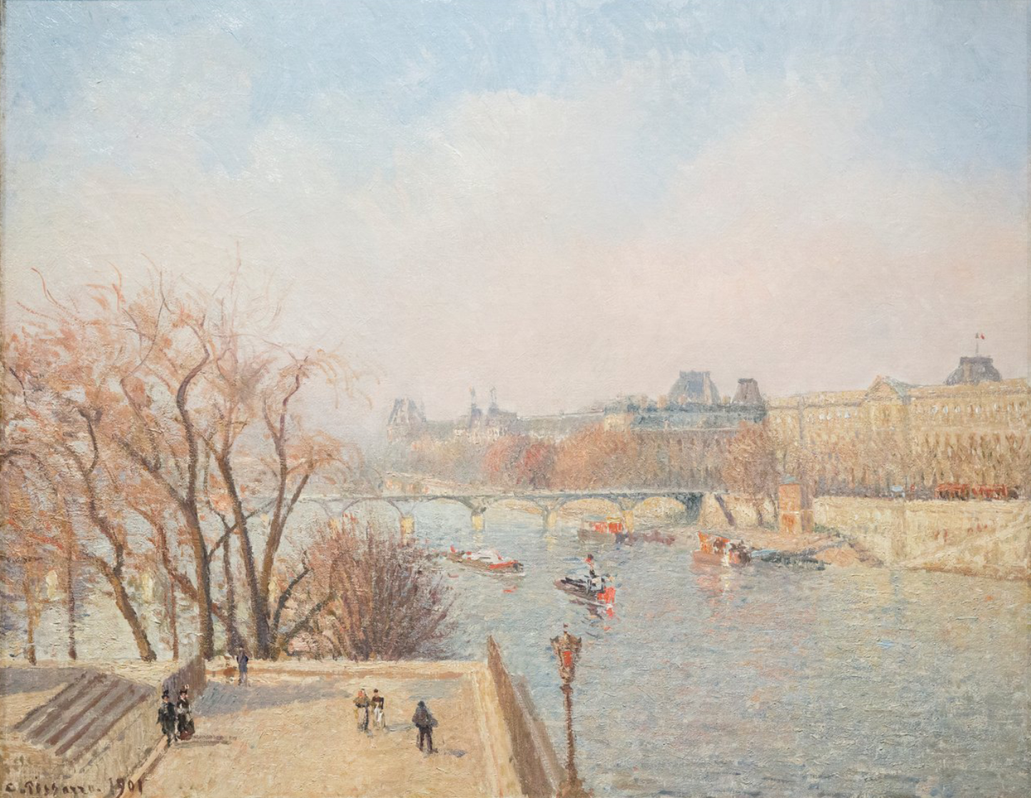 Il Louvre, mattino di primavera di Camille Pissarro su pregiata carta Amalfi