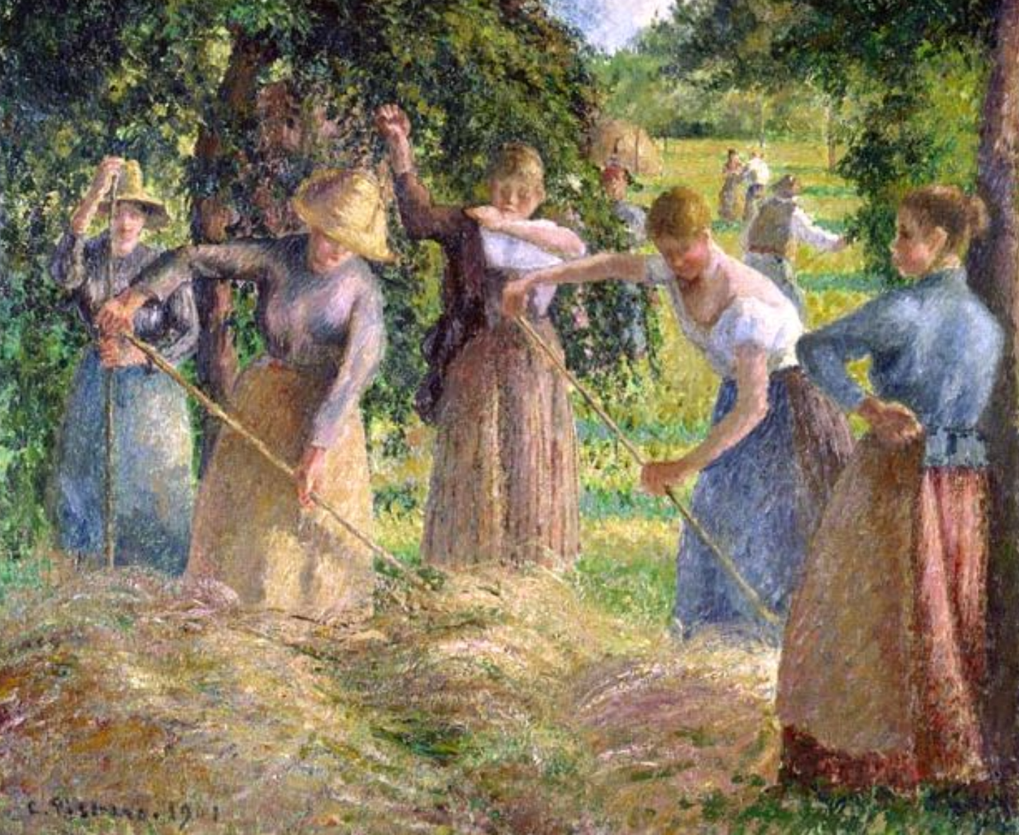 Il raccolto del fieno a Éragny di Camille Pissarro su pregiata carta Amalfi
