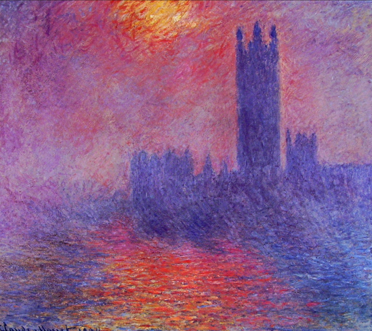 The Houses of Parliament in London, painting by Claude Monet