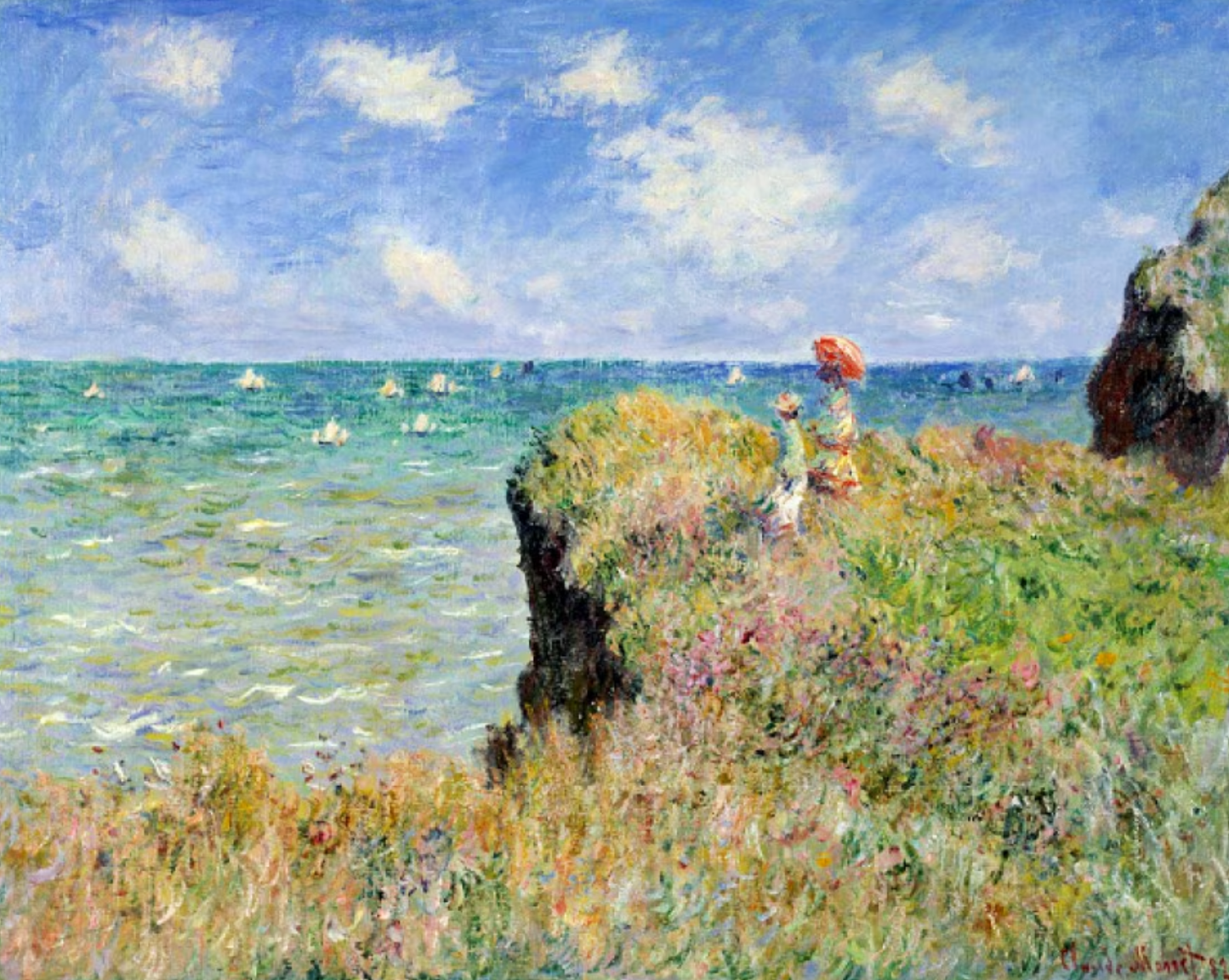 The Walk on the Cliff at Pourville, painting by Claude Monet