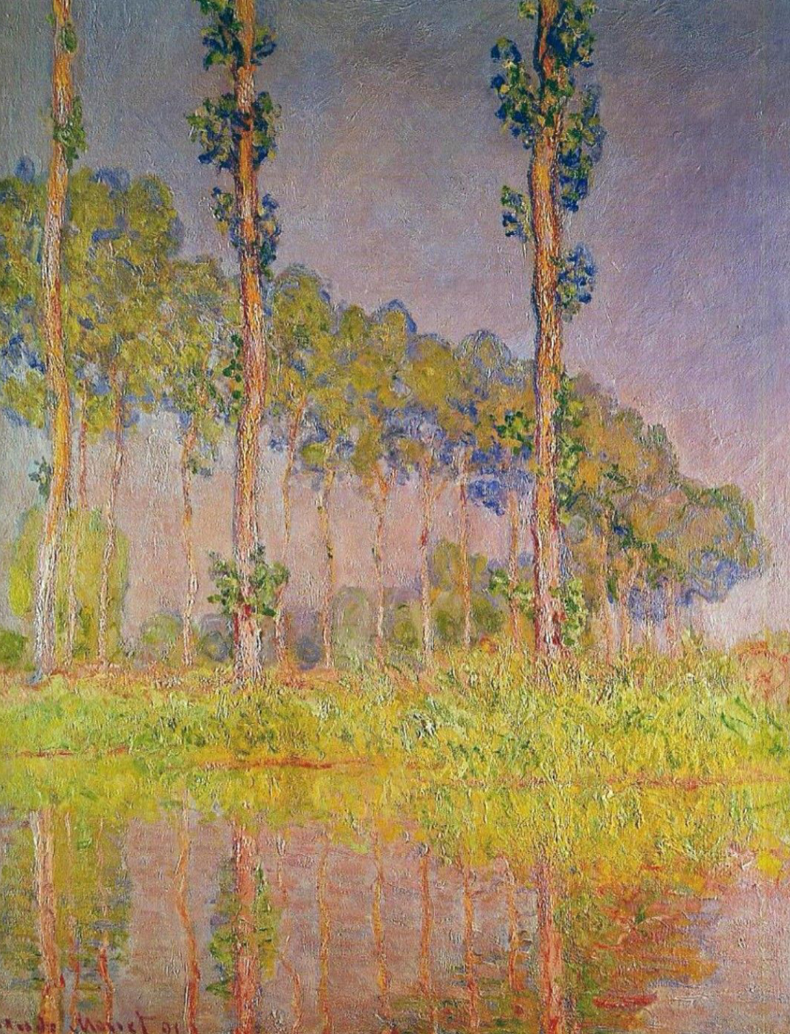 Tre alberi in primavera di Claude Monet su pregiata carta Amalfi