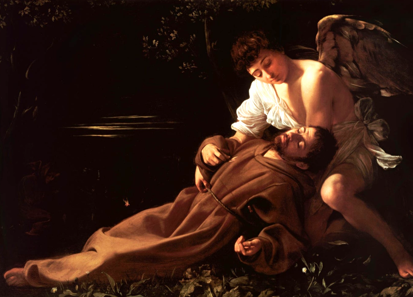 San Francesco in estasi di Caravaggio su pregiata carta Amalfi