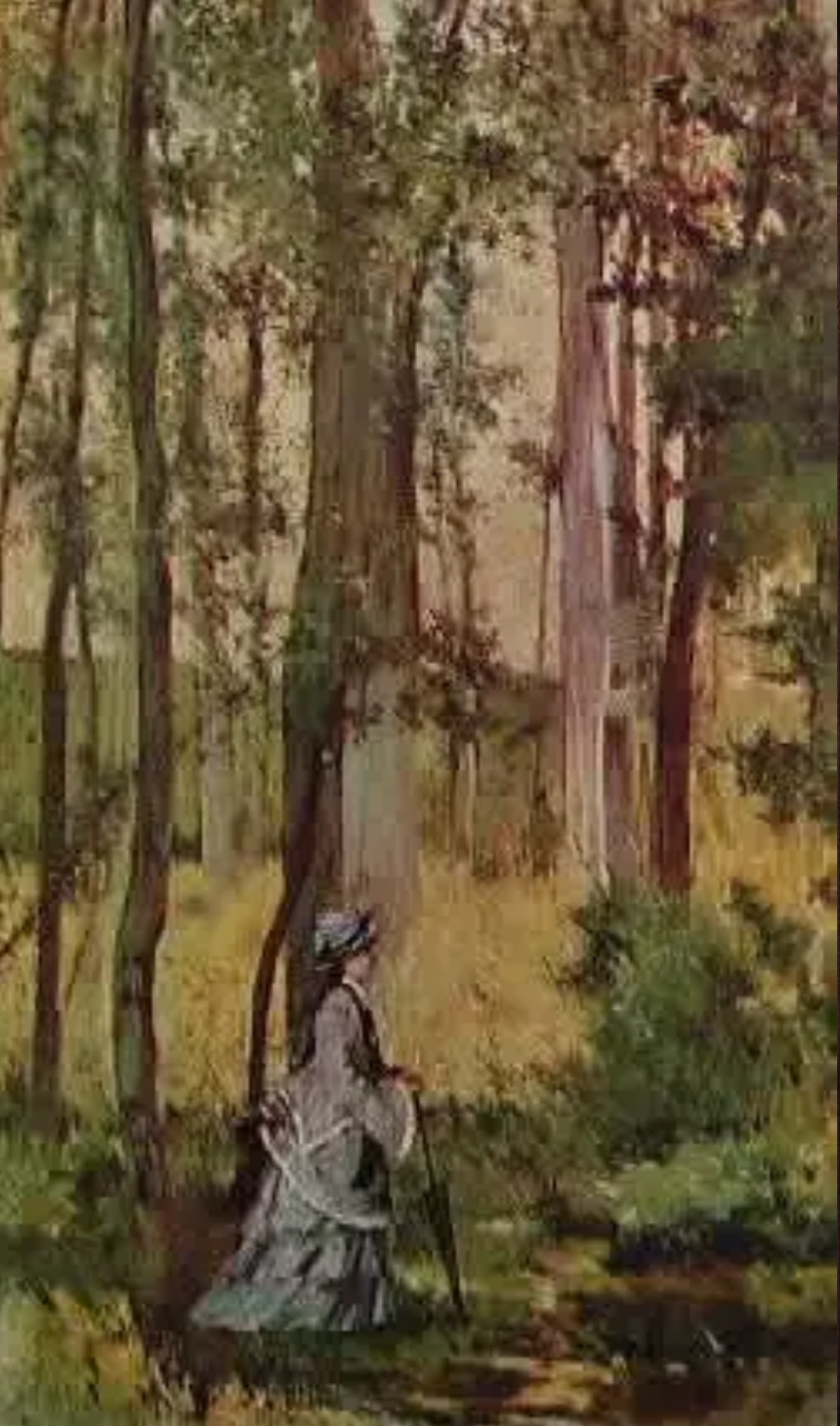 Signora in un bosco di Giovanni Fattori su pregiata carta Amalfi