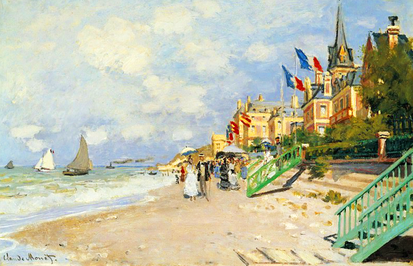 The Beach at Trouville, painting by Claude Monet