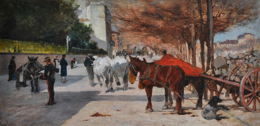 Viale Principe Amedeo a Firenze di Giovanni Fattori su pregiata carta Amalfi