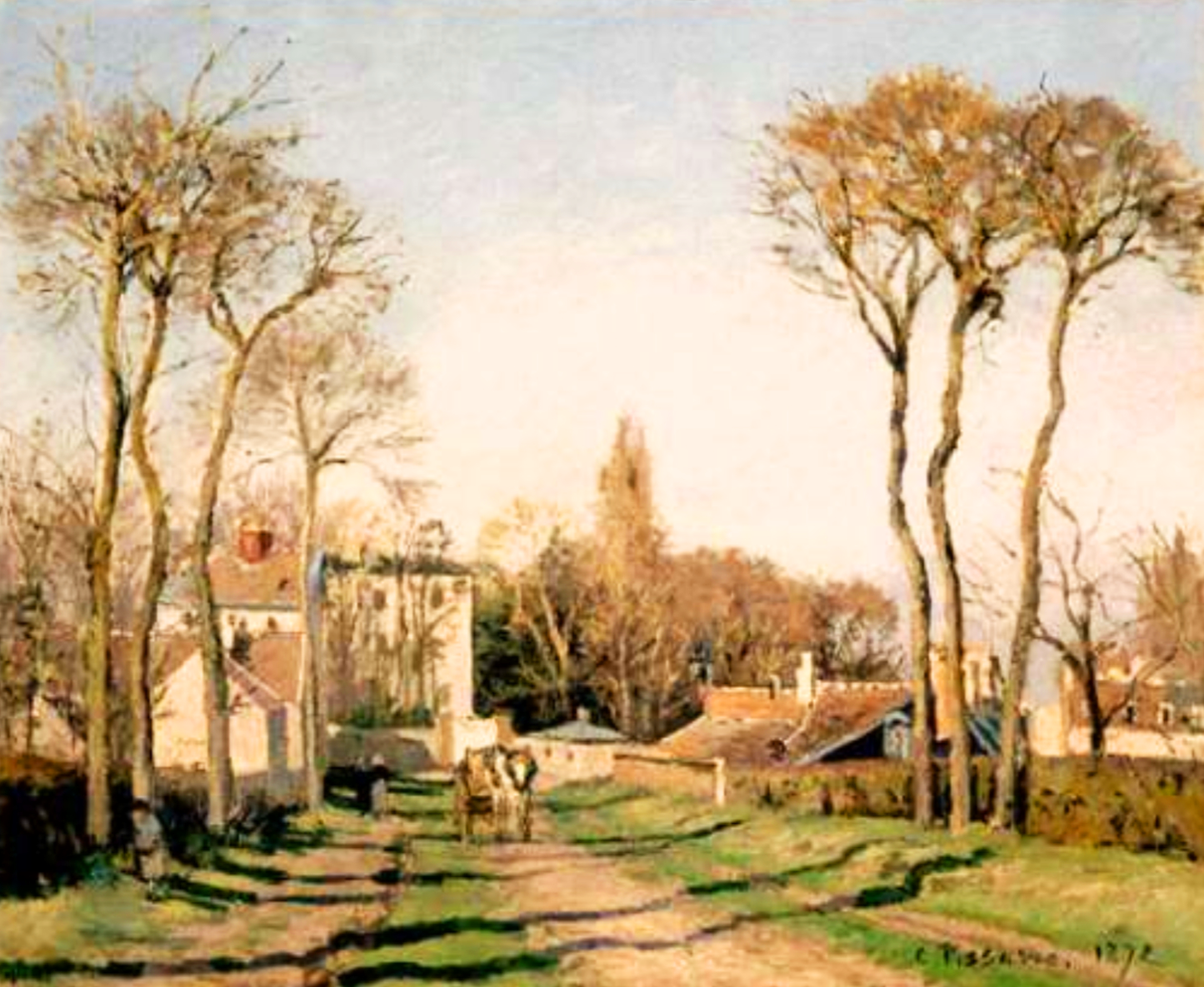 Entrata al Villaggio di Voisins di Camille Pissarro su pregiata carta Amalfi