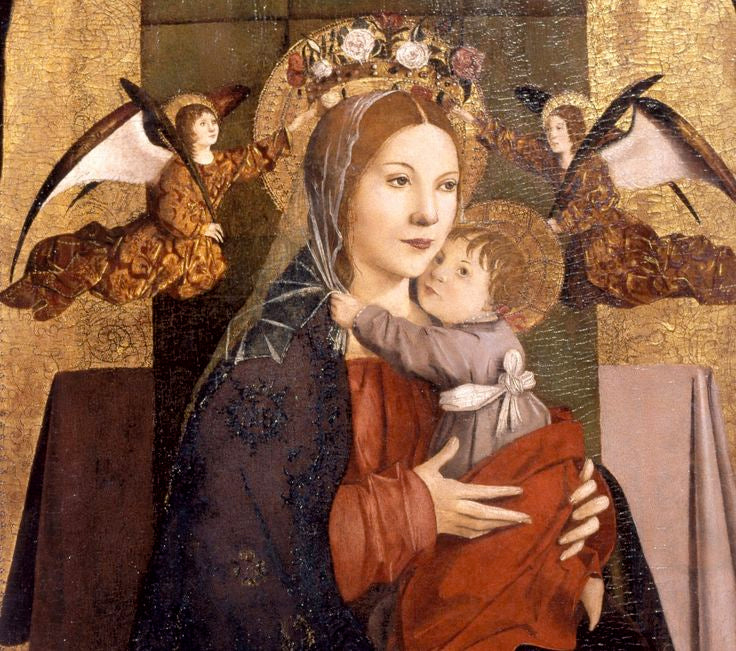 Madonna col Bambino e angeli reggicorona di Antonello da Messina su pregiata carta Amalfi
