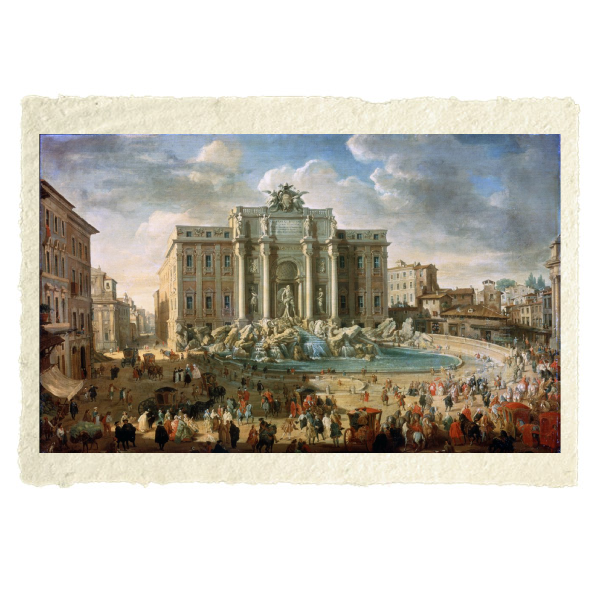 Fontana di Trevi a Roma papa Benedetto XIV di Giovanni Paolo Pannini carta amalfi
