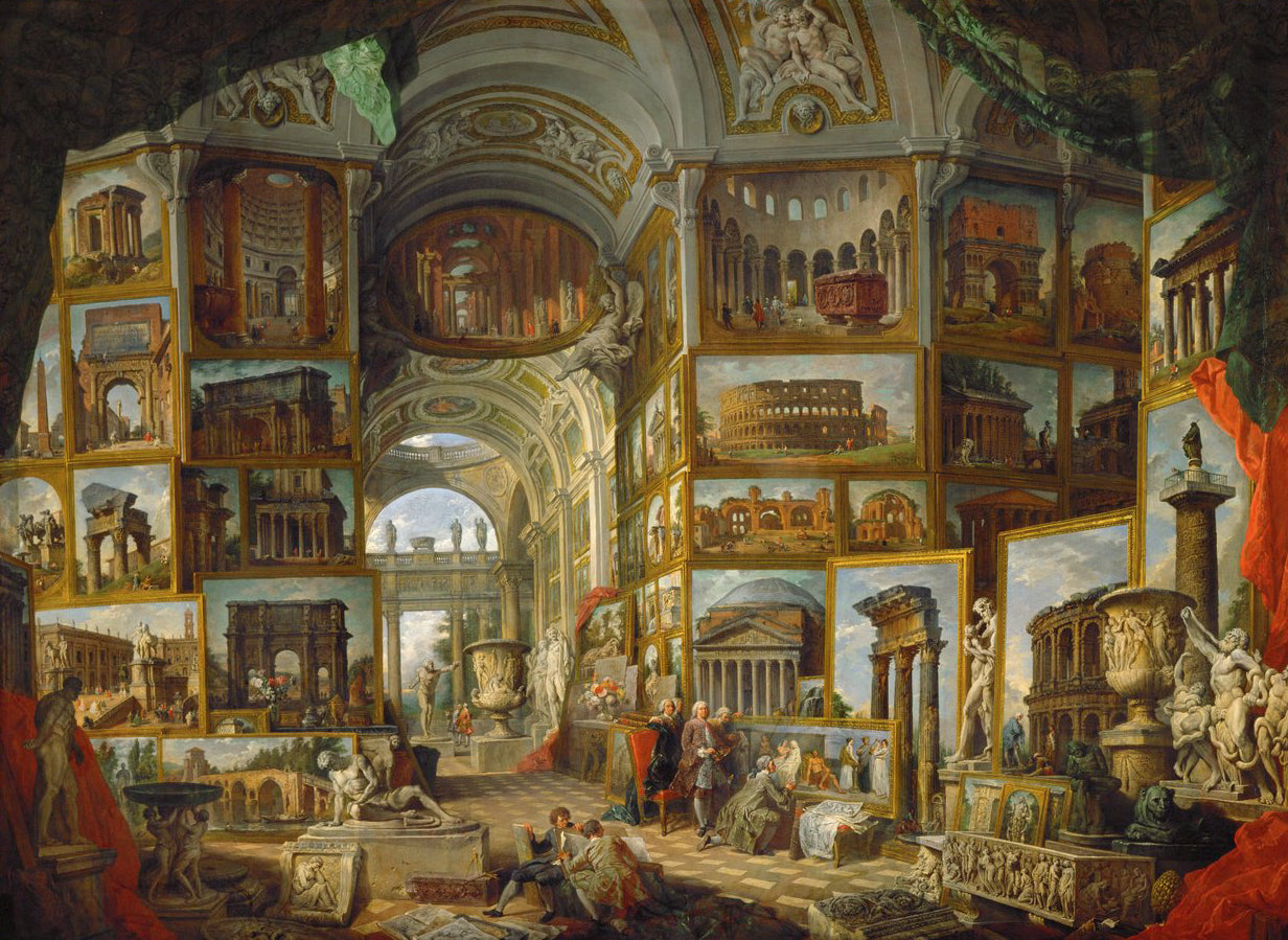 Galleria di un collezionista. Galleria di vedute dell'Antica Roma di Giovanni Paolo Pannini