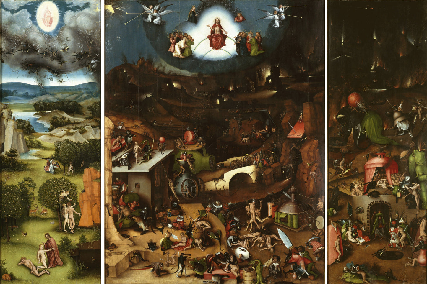 Trittico del Giudizio di Vienna di Hieronymus Bosch su pregiata carta Amalfi