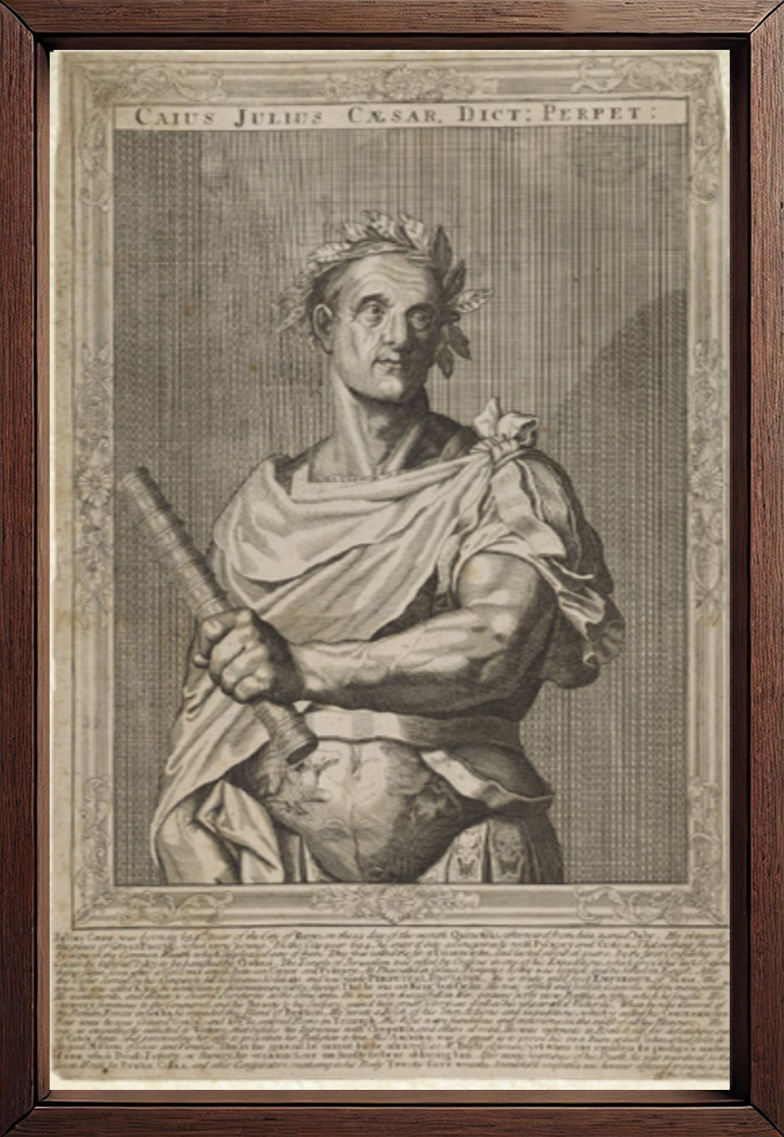 Giulio Cesare, imperatore di Roma. Incisione al tratto di A. Sadeler