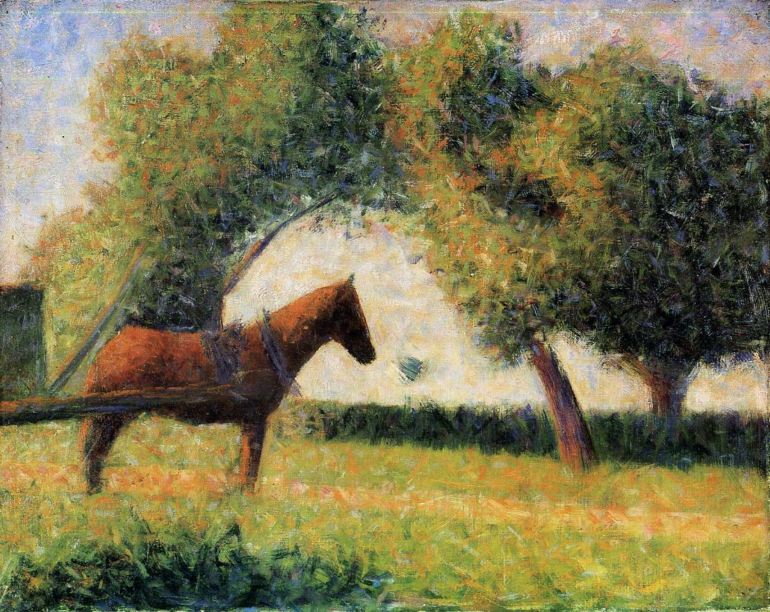Horse and cart di Georges Seurat su pregiata carta Amalfi