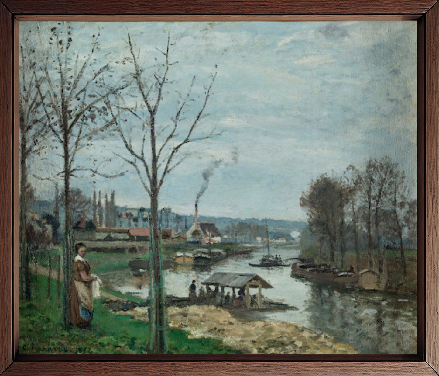 The Seine at Port-Marly, the Wash-House by Camille Pissarro