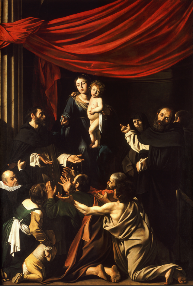 Madonna of the Rosary, by Michelangelo Merisi da Caravaggio known as Caravaggio (1607)