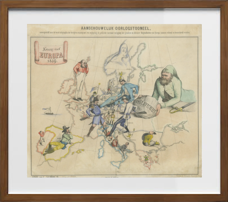 Mappa caricaturale olandese dell'Europa durante la guerra franco-austriaca di Jan van Brederode