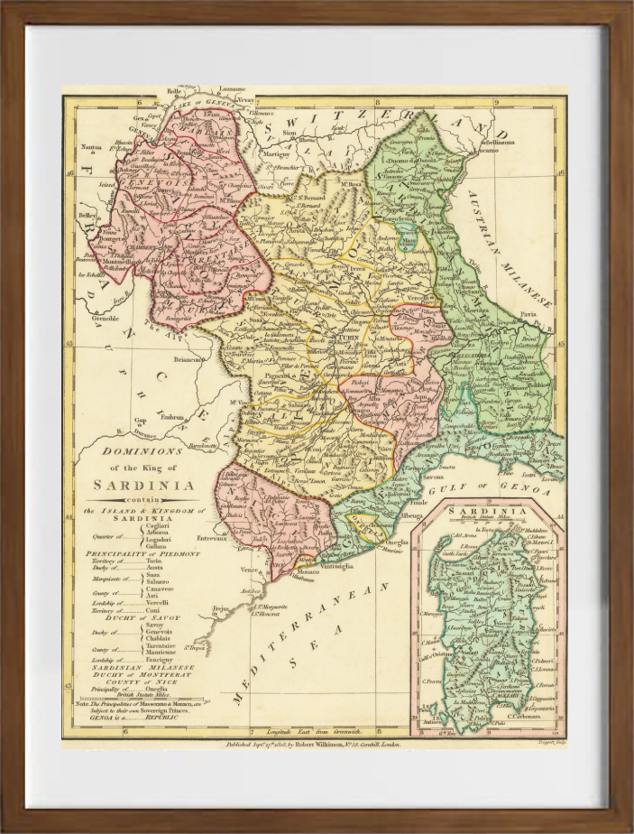 Mappa dei domini del Regno di Sardegna di Robert Wilkinson