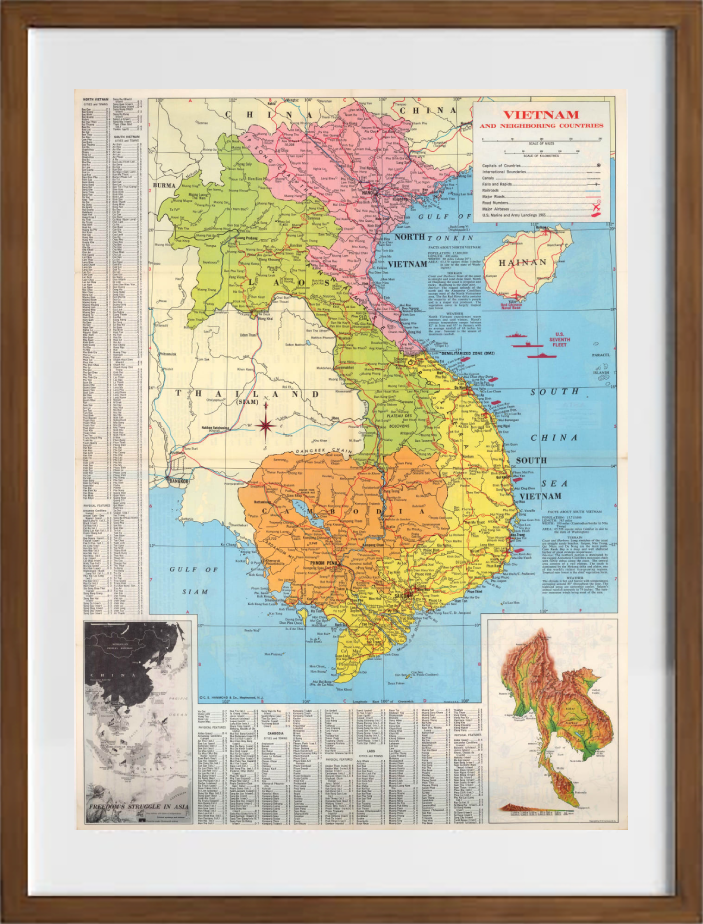 Mappa del conflitto in Vietnam di C.S. Hammond & Co.