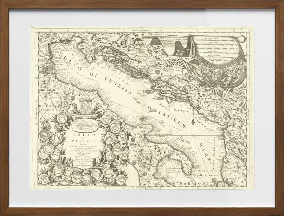Mappa del golfo di Venezia nel 1688 di Vincenzo Maria Coronelli