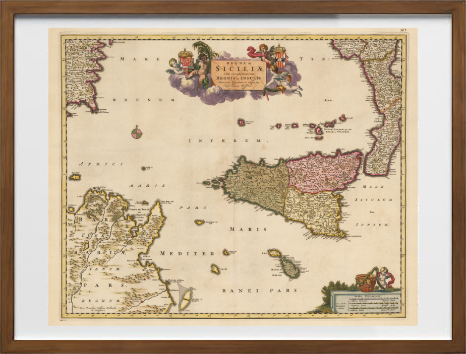 Mappa del Regno di Sicilia con isole circostanti di Nicolaes Visscher I
