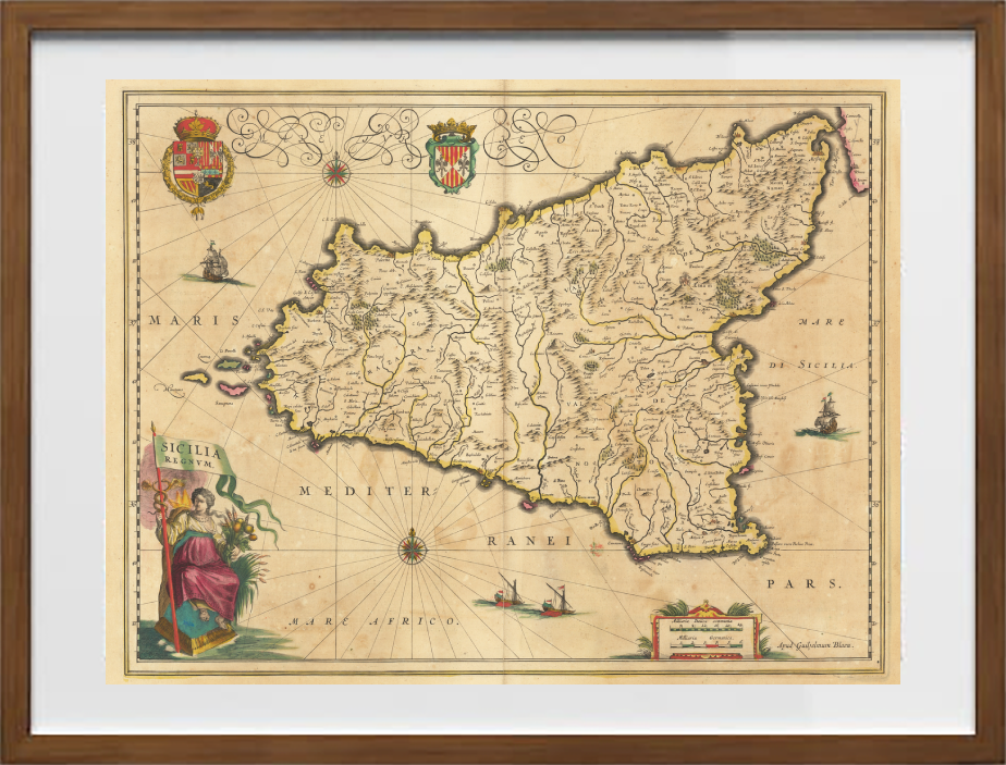 Mappa del Regno di Sicilia nel 1640 di Willem Janszoon Blaeu