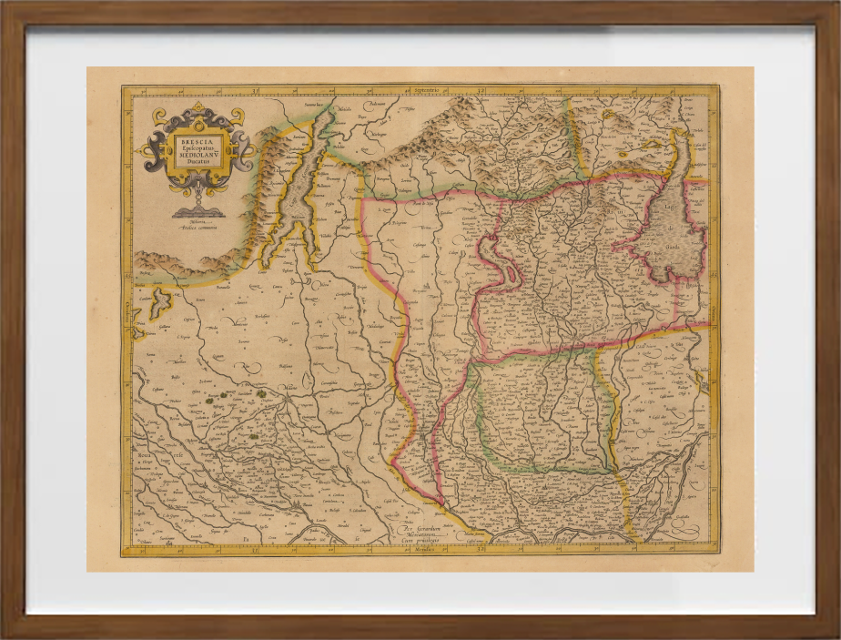 Mappa del vescovado di Brescia e Milano di Jodocus Hondius