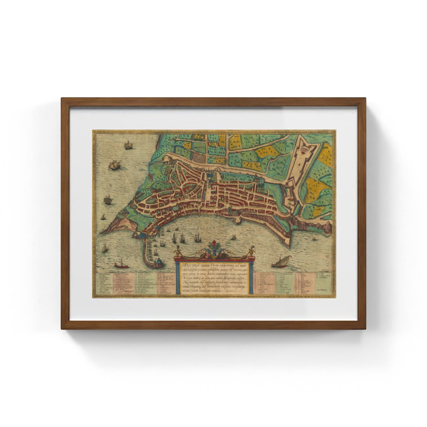 Mappa dell'antica Ancona di Georg Braun e Frans Hogenberg