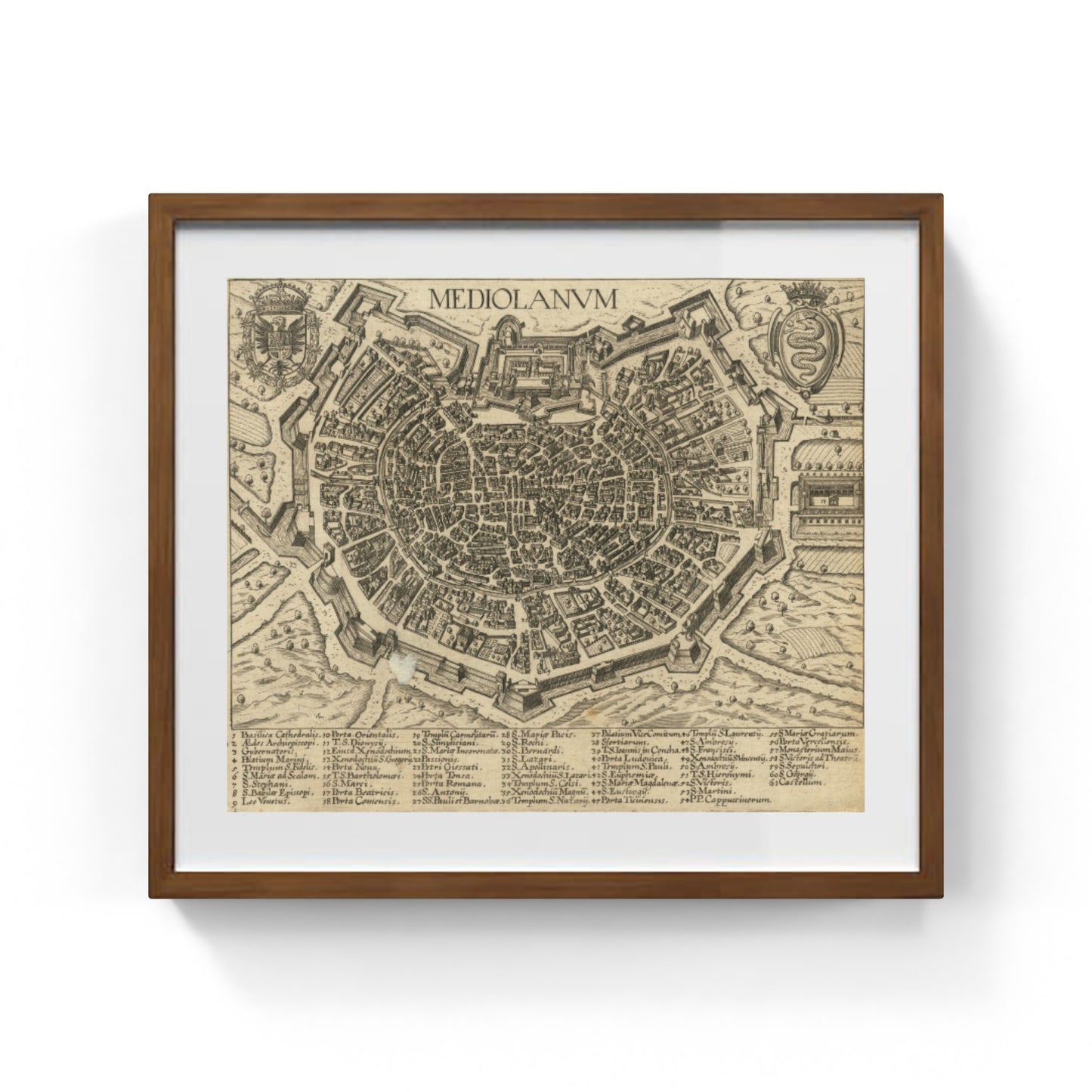 Mappa dell'antica città di Milano di Johann Heinrich von Pflaumern