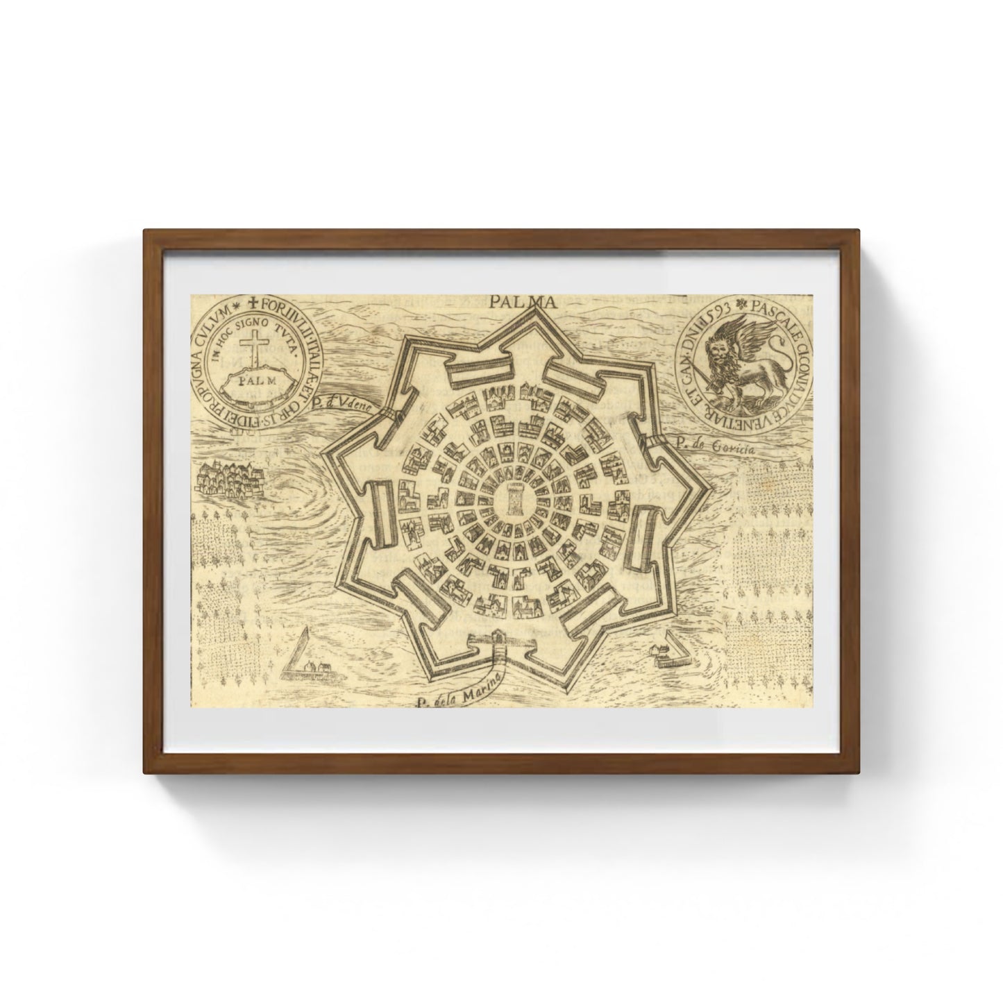 Mappa dell'antica città di Palmanova di Pietro Bertelli