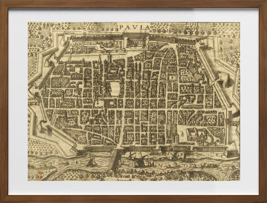 Map of the ancient city of Pavia by Pietro Bertelli