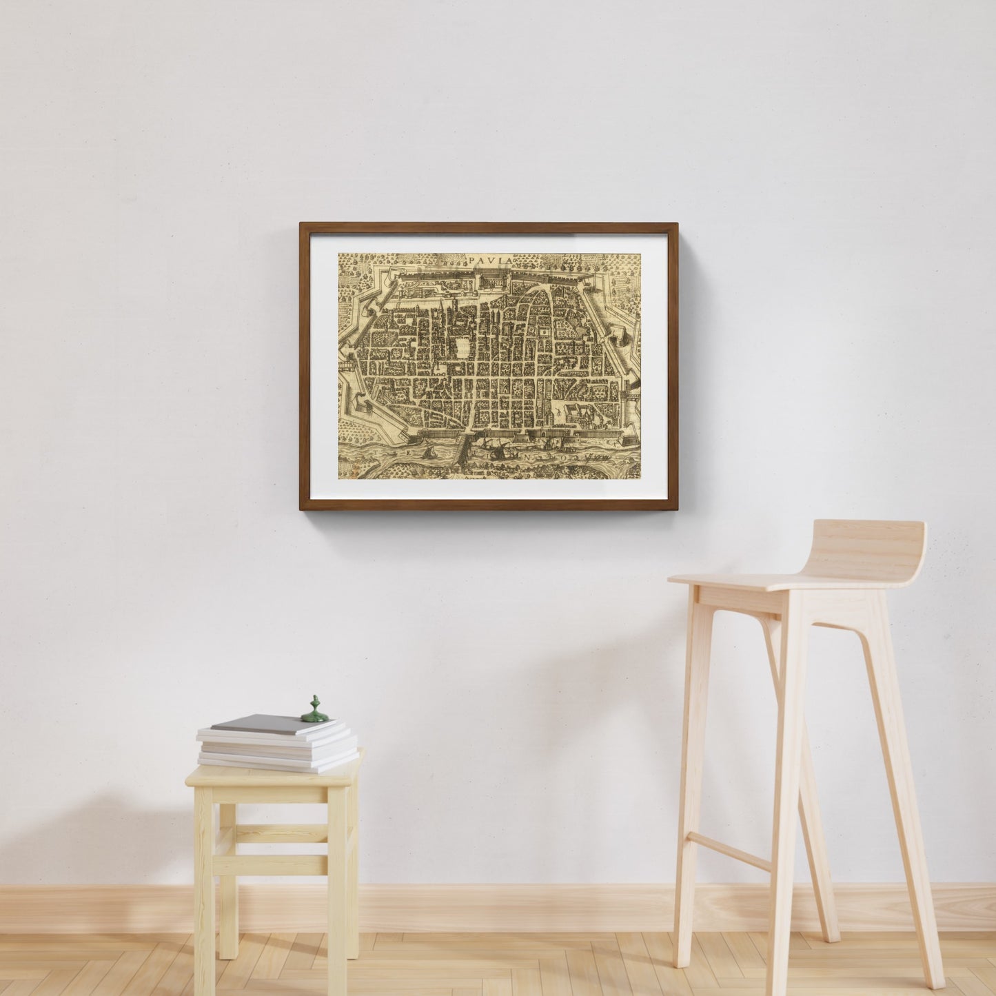 Map of the ancient city of Pavia by Pietro Bertelli