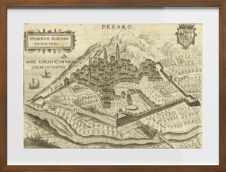 Map of the ancient city of Pesaro by Pietro Bertelli