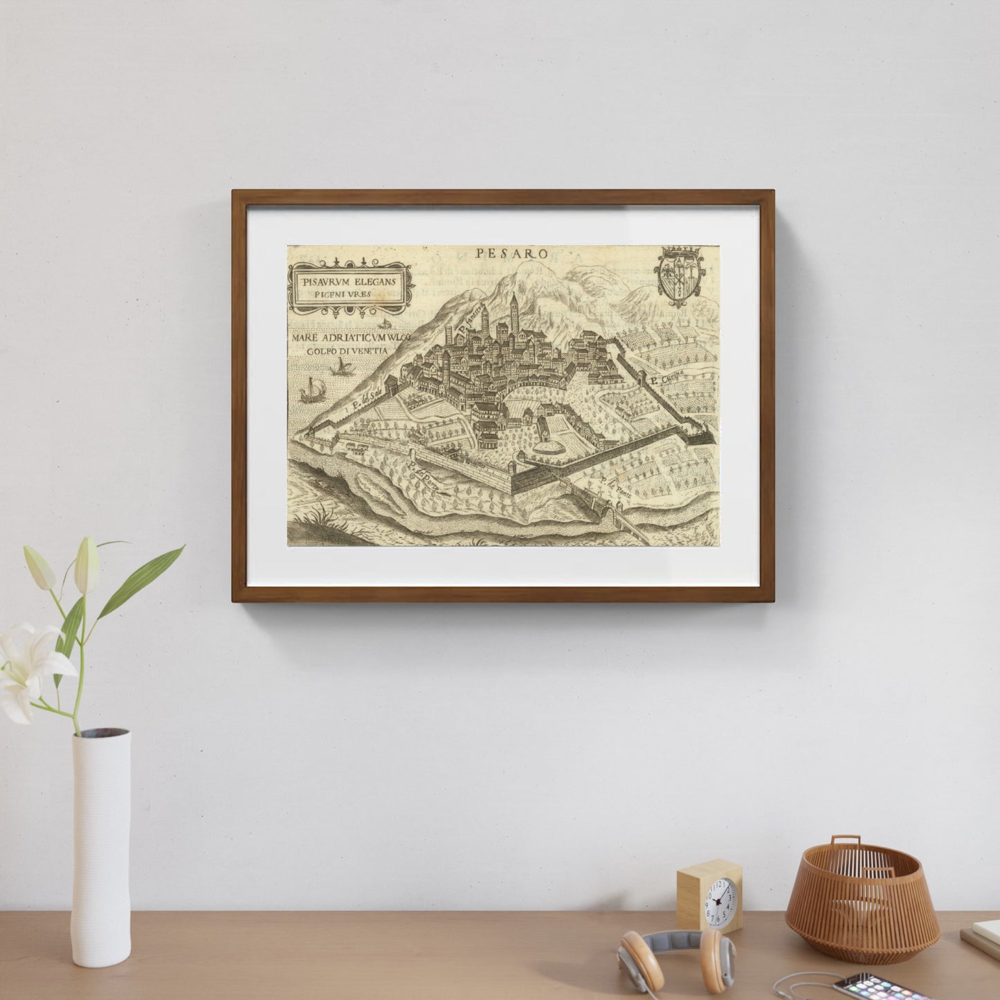 Map of the ancient city of Pesaro by Pietro Bertelli
