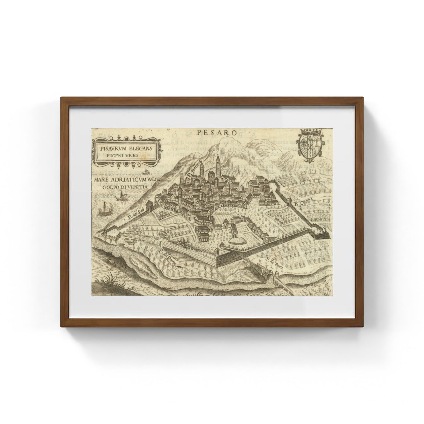 Map of the ancient city of Pesaro by Pietro Bertelli