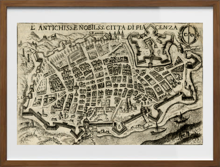 Mappa dell'antica città di Piacenza di Pietro Bertelli