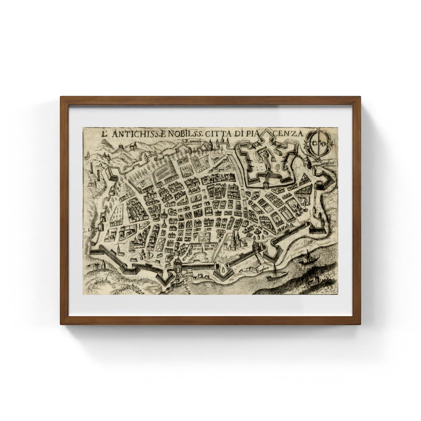 Mappa dell'antica città di Piacenza di Pietro Bertelli