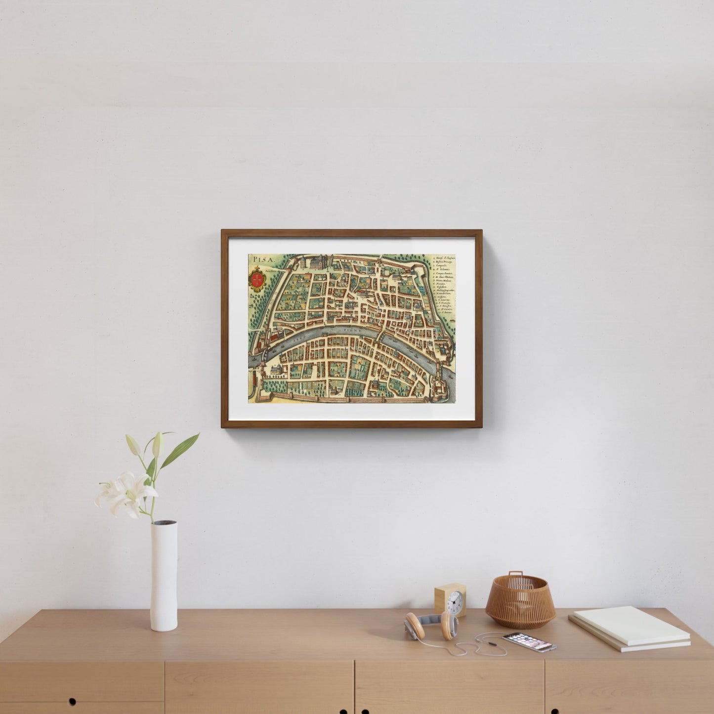 Mappa dell'antica città di Pisa di Matthäus Merian
